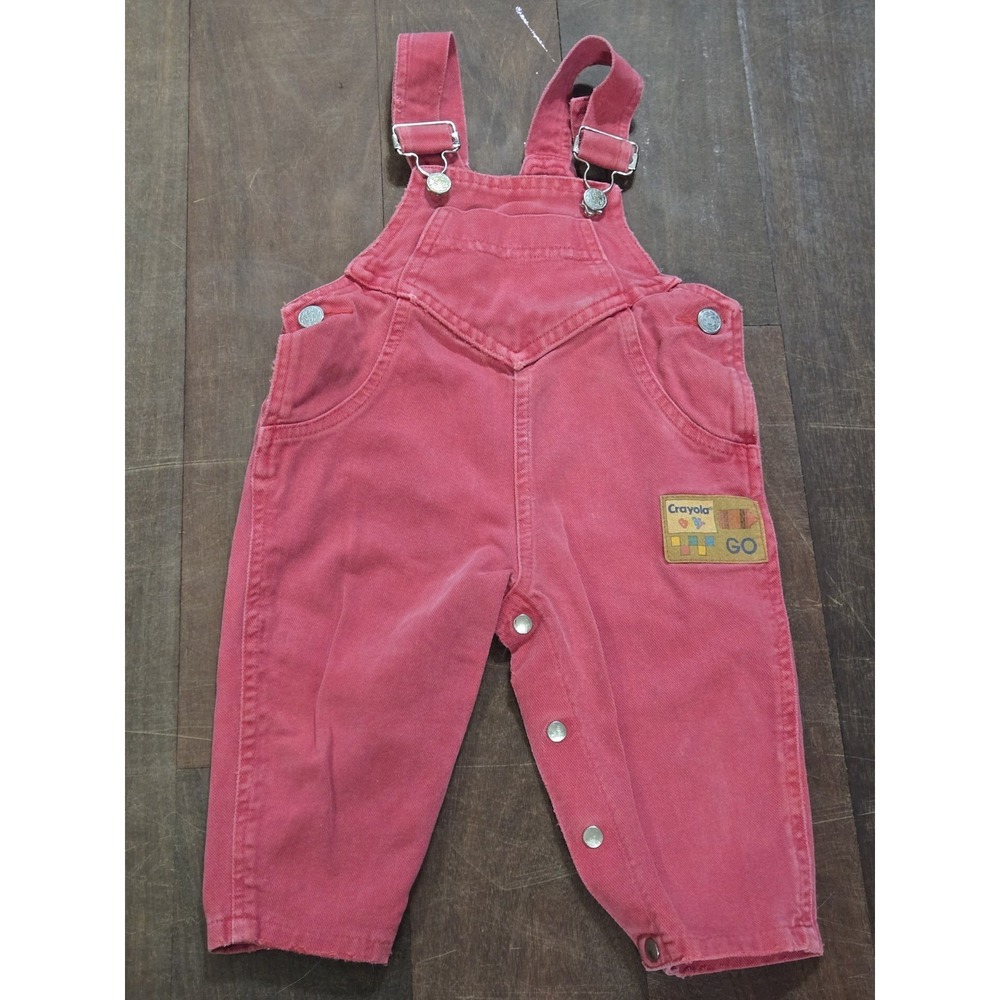Vintage Crayola Red Toddler Baby Overall Outfit Size 9 to 12m Crayons Overalls